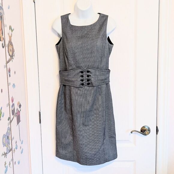Mango Formal dress grey mini stripes size 6 @Y - Picture 3 of 13